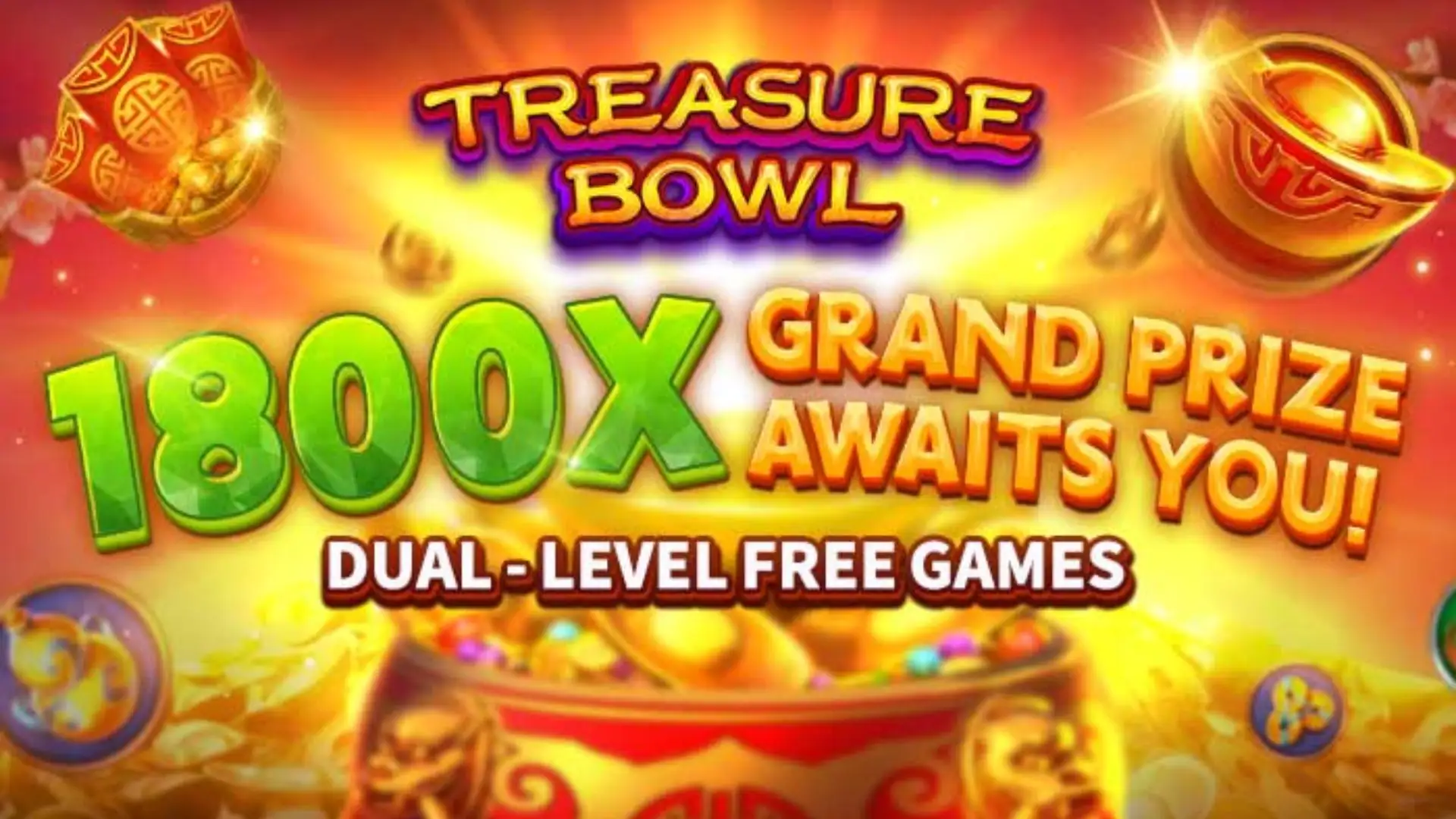 Multiplicadores Treasure Bowl 5555game - 7777x Máximo com Tigela Dourada